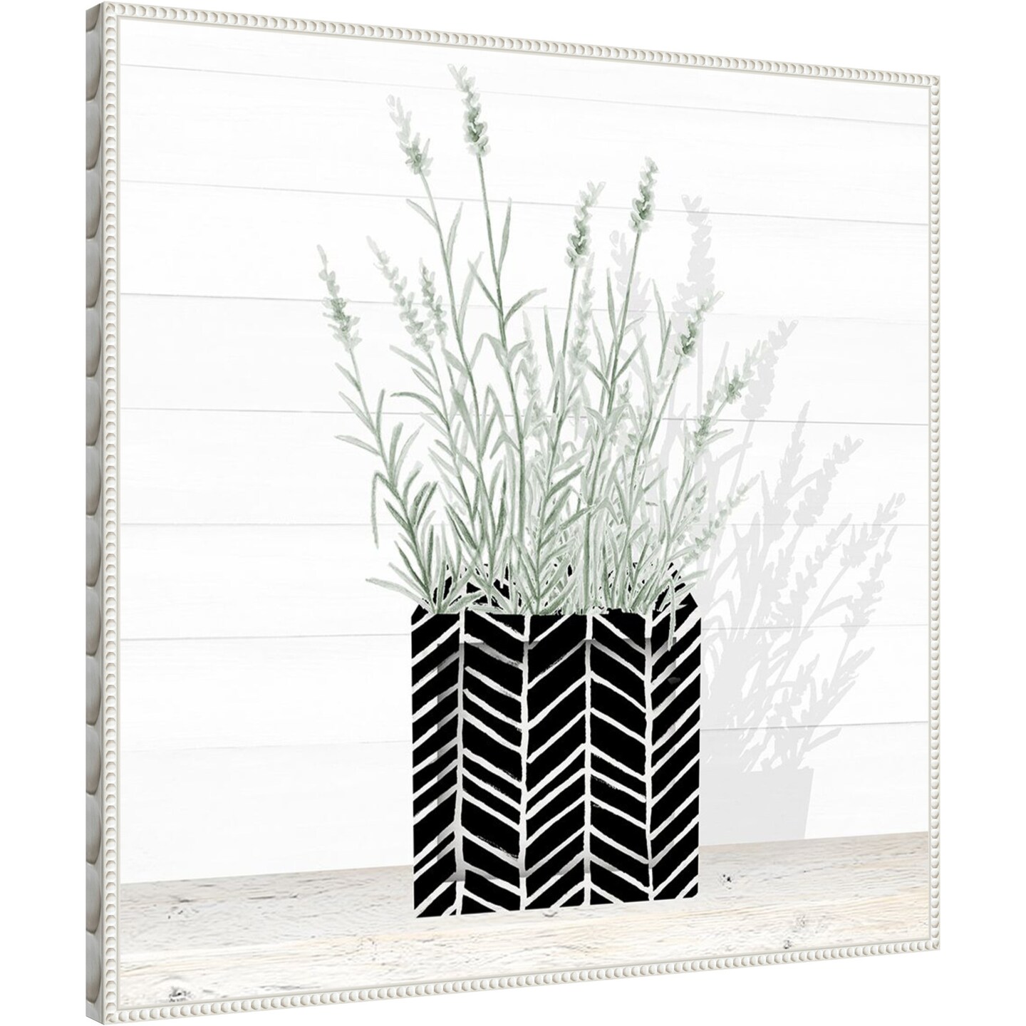 Lavender In Modern Pot I by Janice Gaynor Framed Canvas Wall Art
