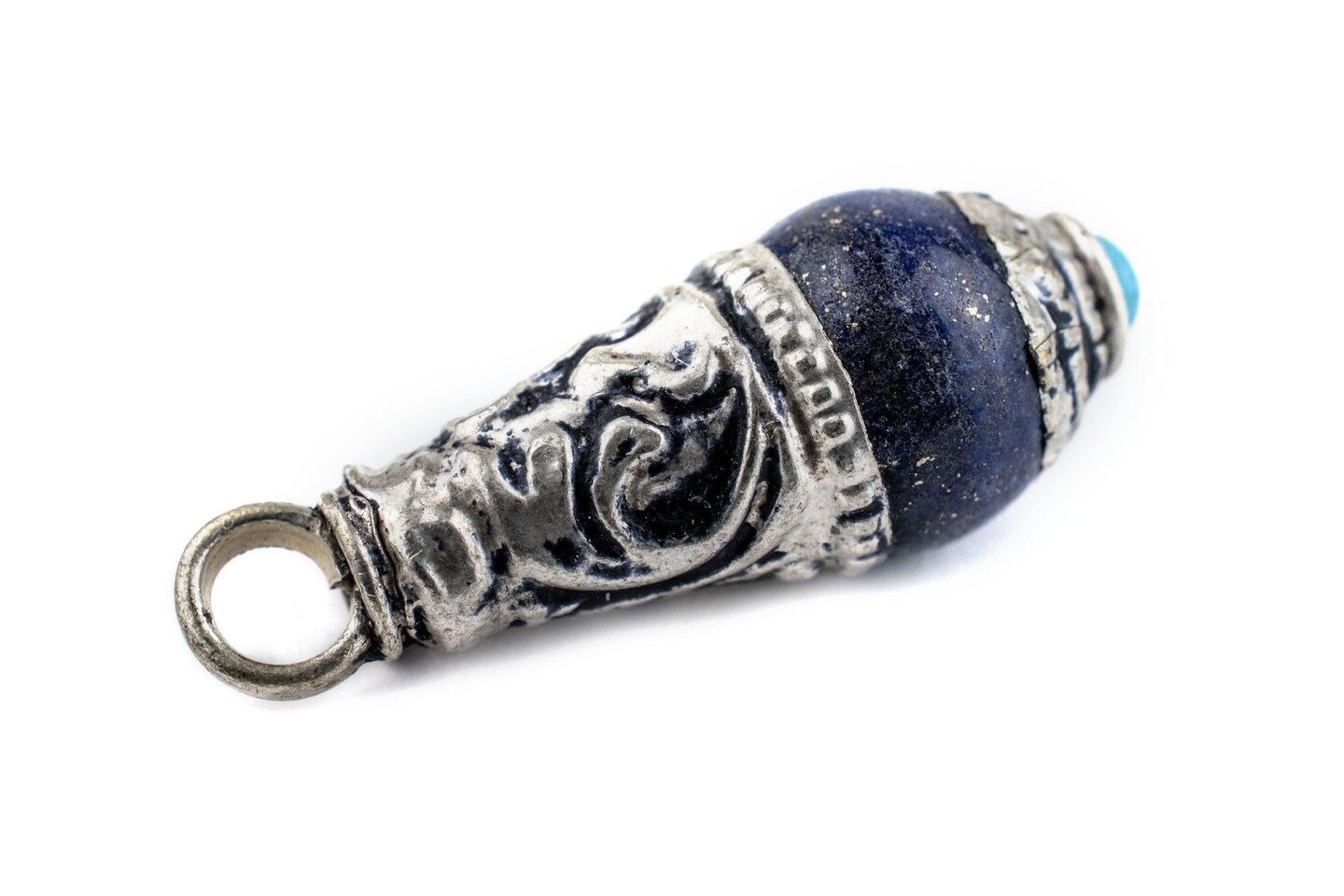 TheBeadChest Lapis Silver Capped Locket Pendant (28x10mm)