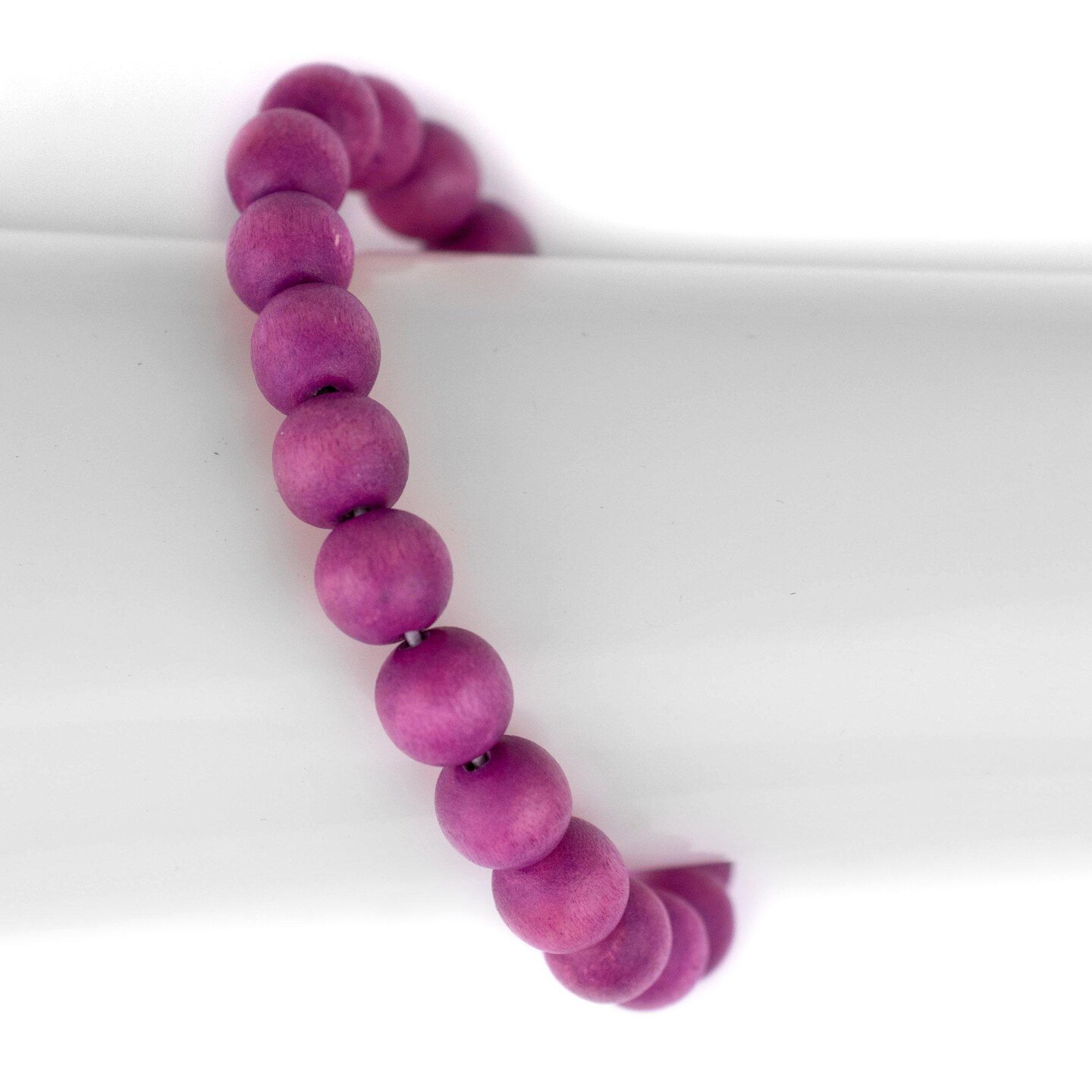 TheBeadChest Wood Stretch Bracelet, Magenta - Stackable Beaded Jewelry, Unisex for Men &#x26; Women
