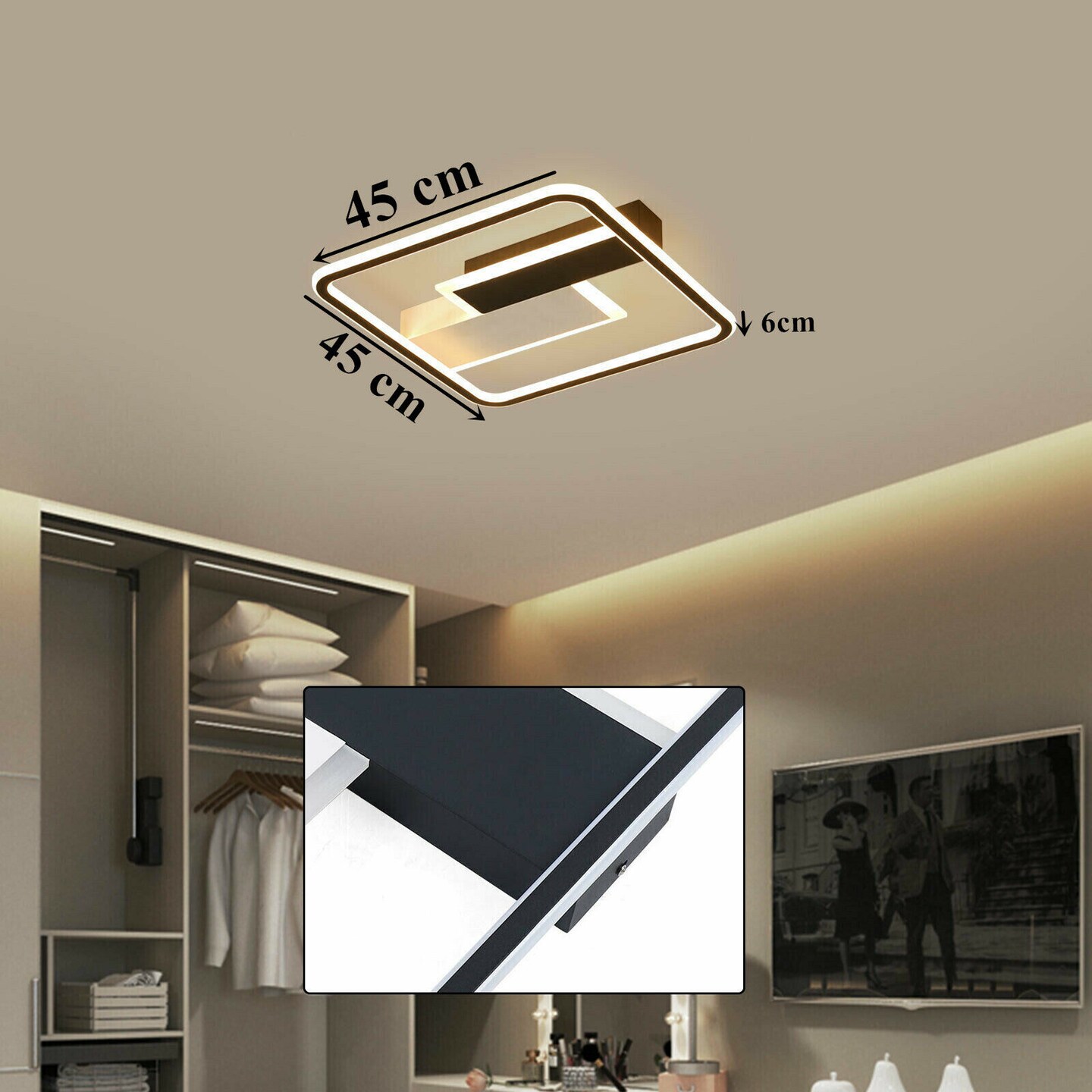 Kitcheniva Square Flush Mount Ceiling Light Fixture 50W