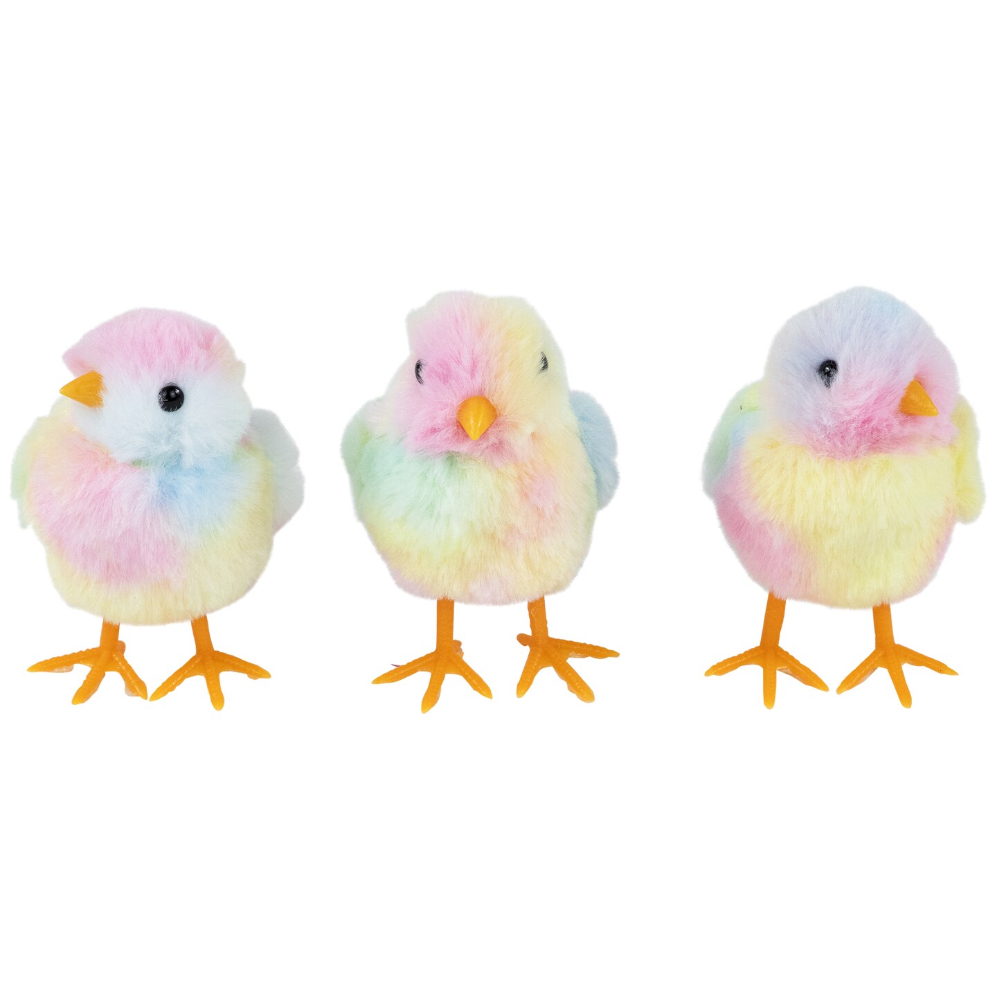 Northlight Plush Tie Dye Easter Chick Figurines - 4.25&#x22; - Set of 3