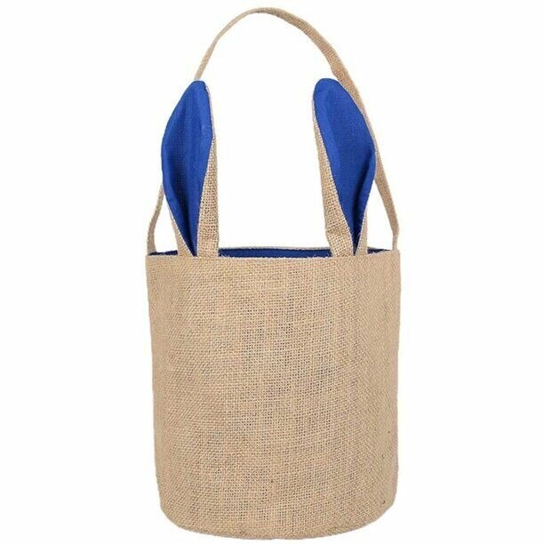 Easter Bunny Ear Bag & Basket, Dual Layer Canvas Bag for Easter Egg Hunt Basket