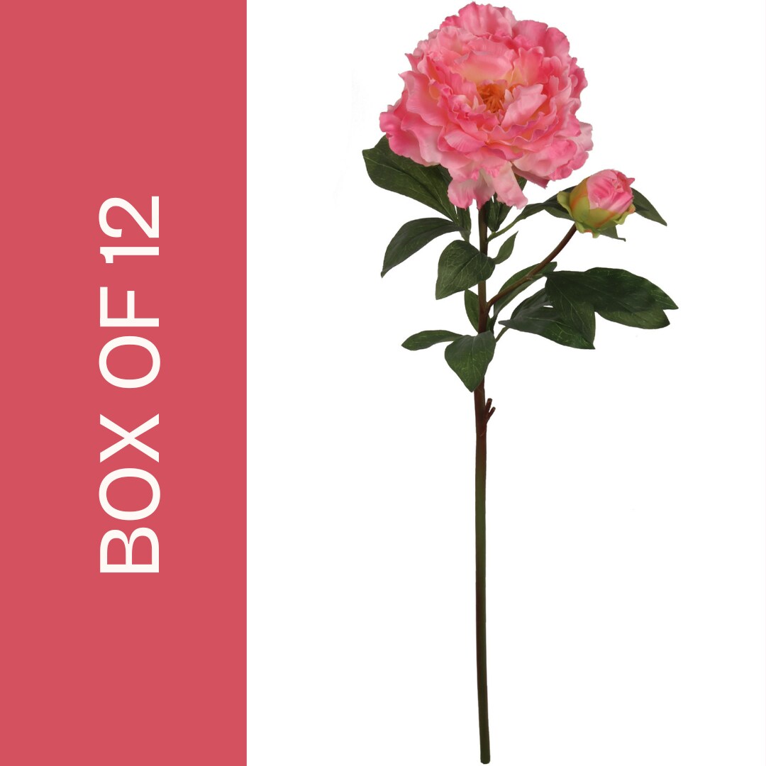 30&#x22; Pink Peony Stem with Realistic Silk Foliage, Indoor, Spring &#x26; Summer, Floral Stems, Parties &#x26; Events, Home &#x26; Office Decor, Floral Home by Artificial Flowers