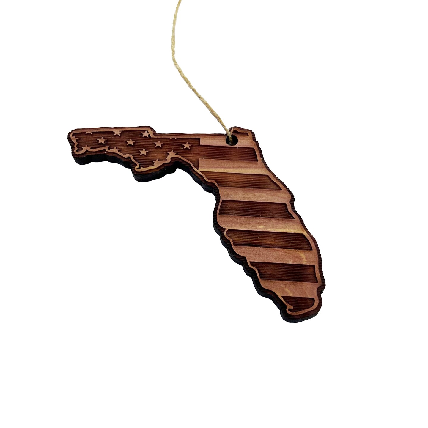 Florida and USA Flag - Cedar Ornament Florida and USA Flag - Cedar Ornament