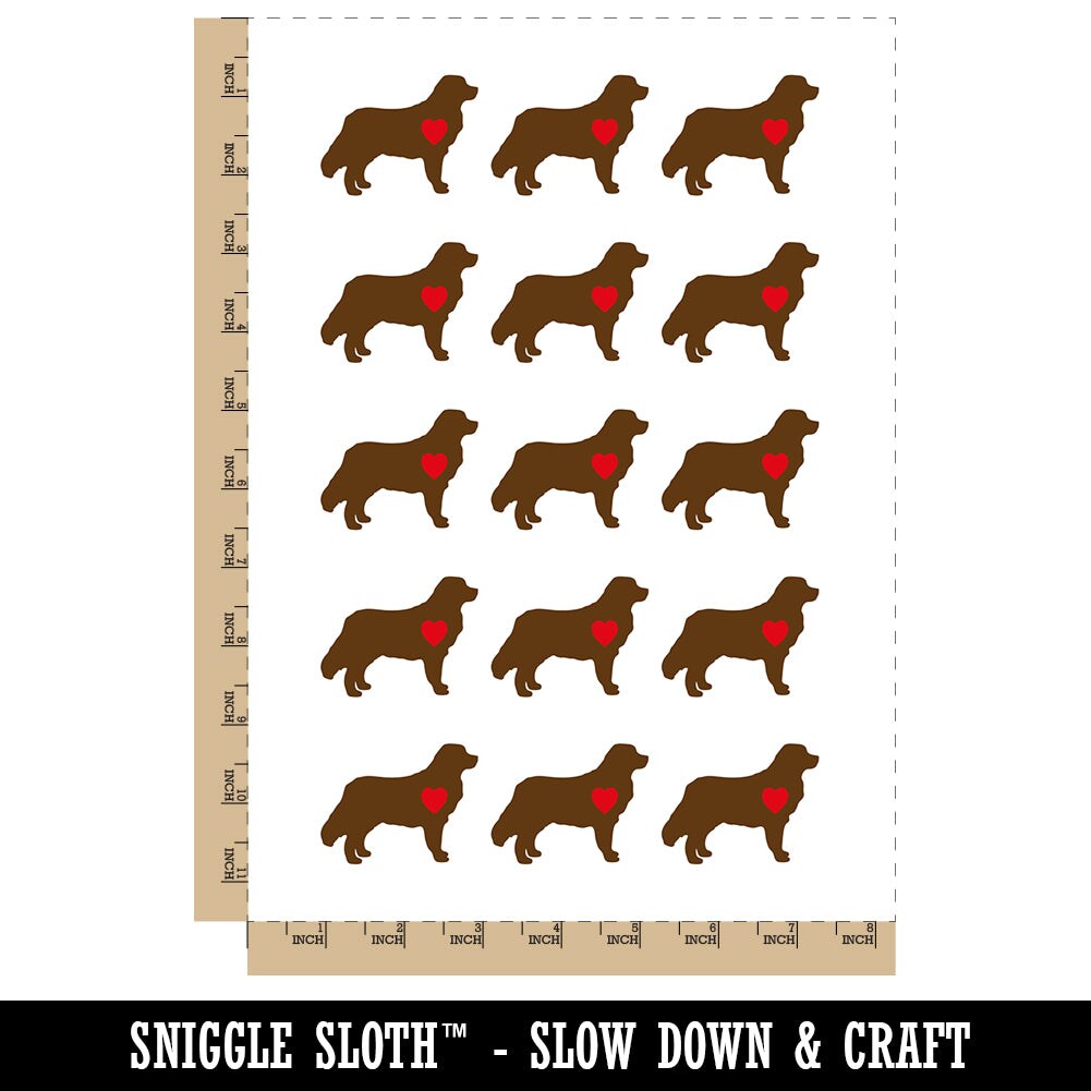 Bernese Mountain Dog with Heart Temporary Tattoo Water Resistant Fake Body Art Set Collection (1 Sheet)
