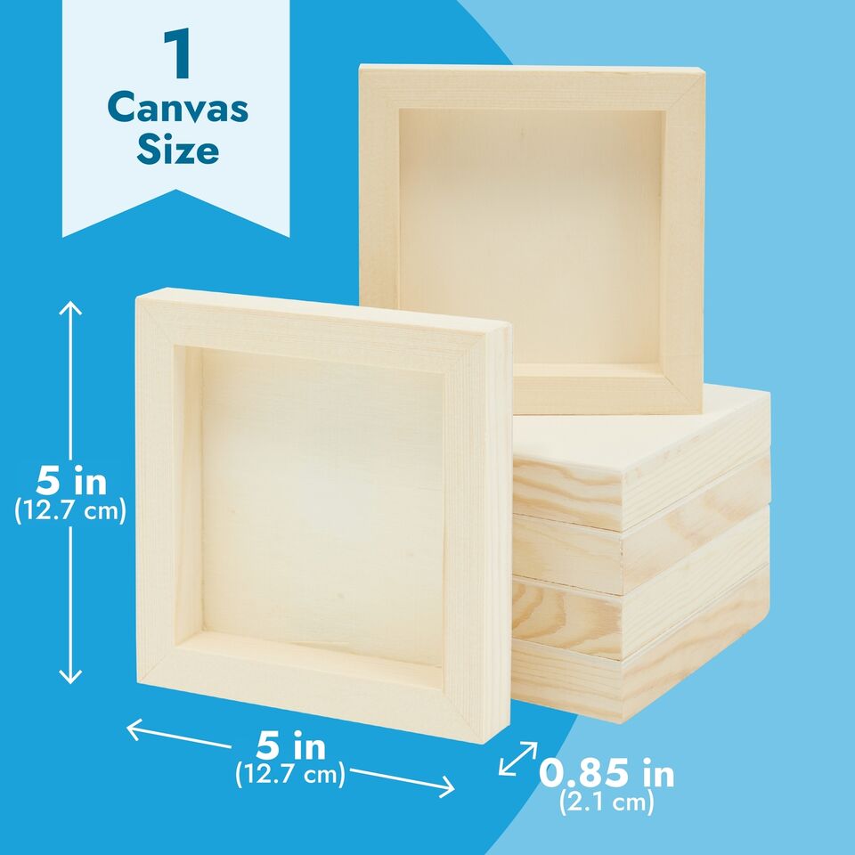 6 Pack Unfinished Wood Canvas Boards for Painting 5x5 Panels