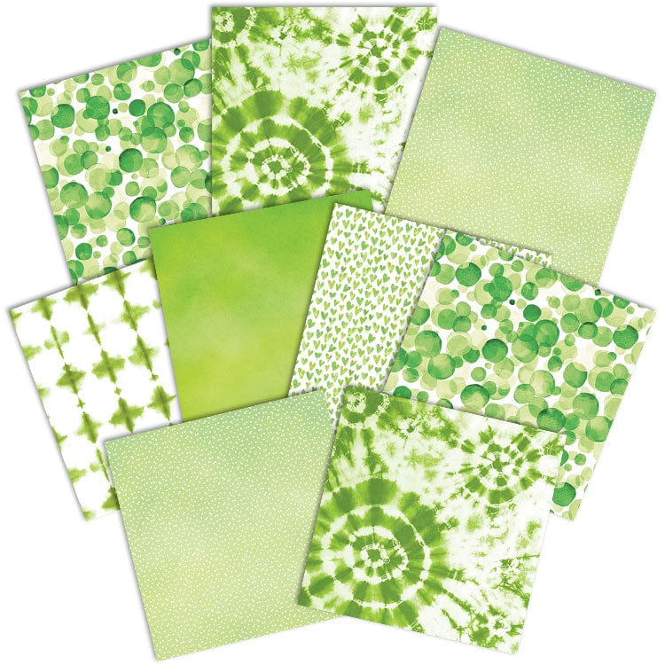 Green Colorways Pattern 12 x 12 Scrapbook Paper Set