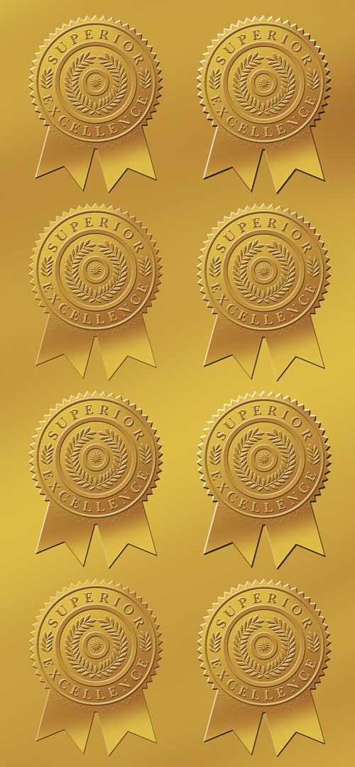 Great Papers! Foil Certificate Seals, Gold Foil Starburst with Ribbon Embossed, Self-Adhesive, 1.75 inches, 48 Seals