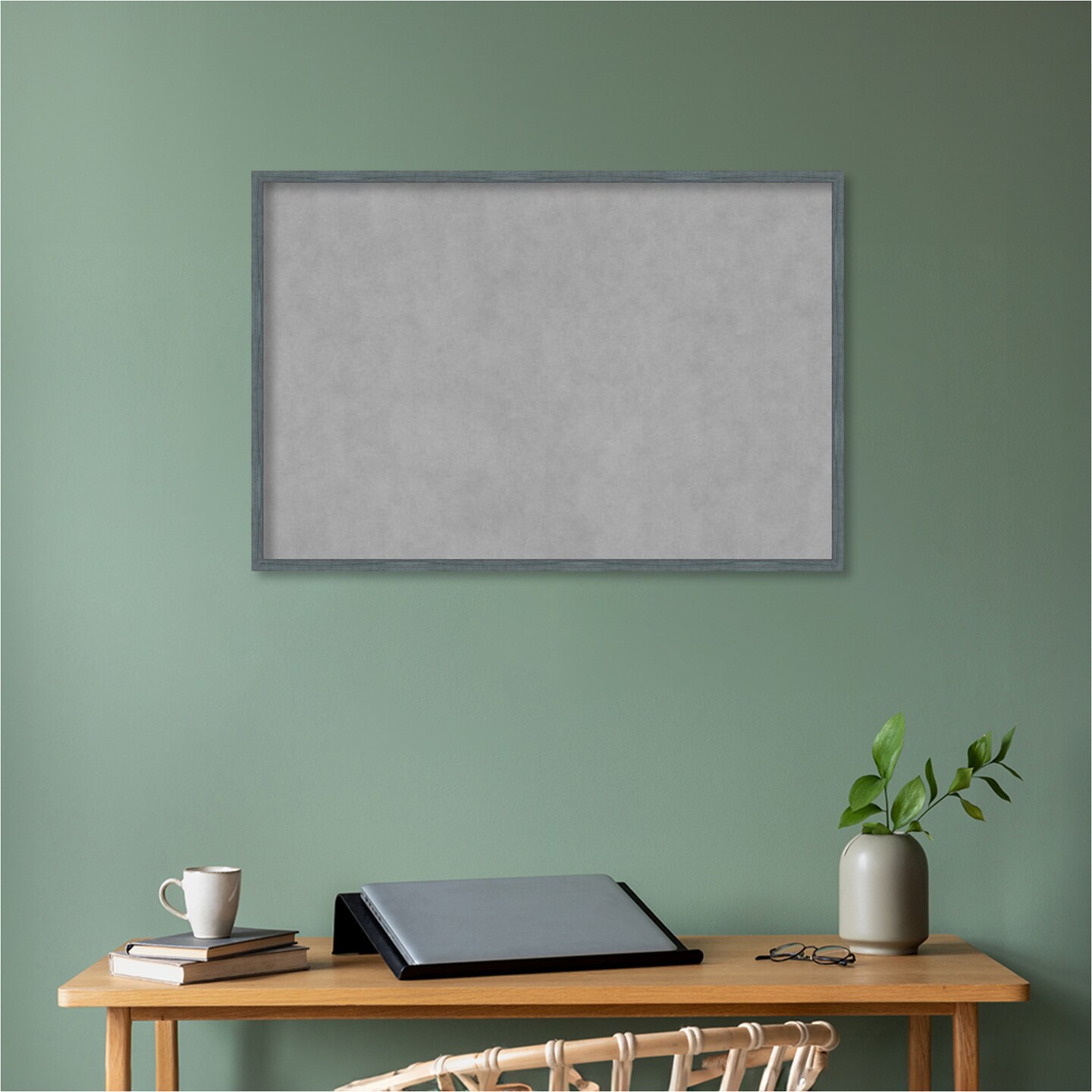 Dixie Blue Grey Rustic Narrow Wood Framed Magnetic Board