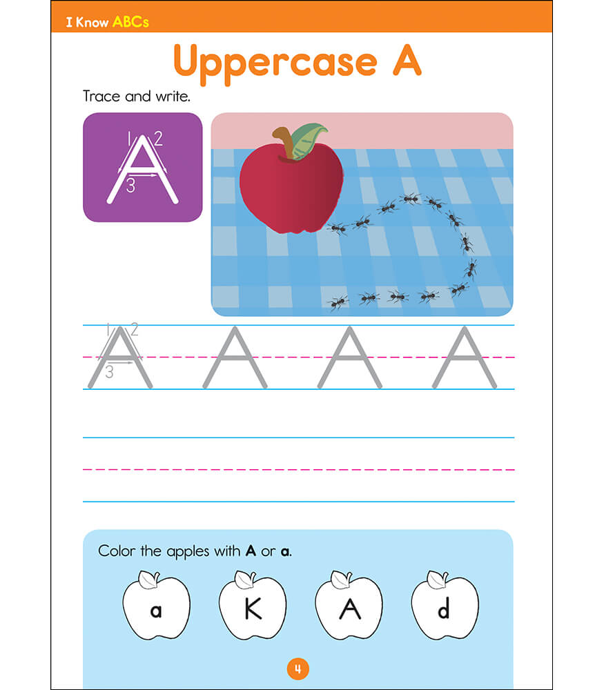 Carson Dellosa – I Know ABCs Workbook for PK, 1st Grade, 64 Pages with Stickers, Ages 3+