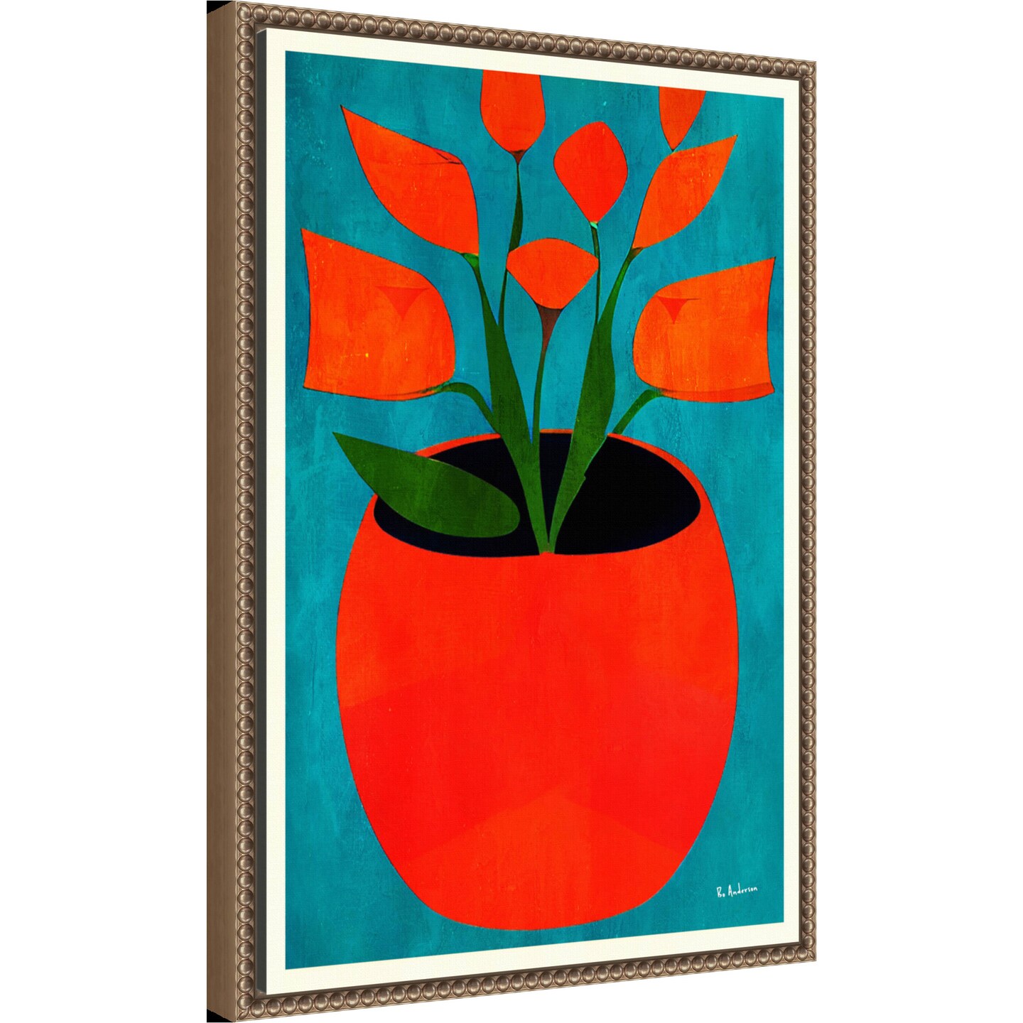 Red Blossoms by Bo Anderson Framed Canvas Wall Art