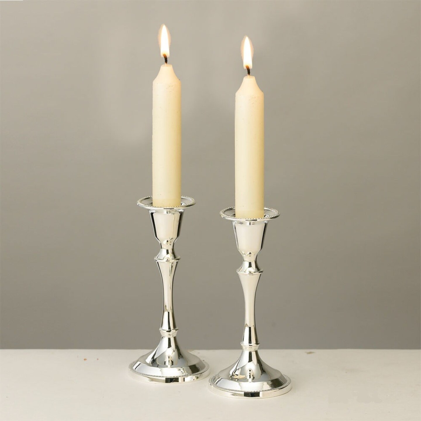 Rite Lite Set of 2 Silver Plated Sabbath Candle Stick Holders 5.25"
