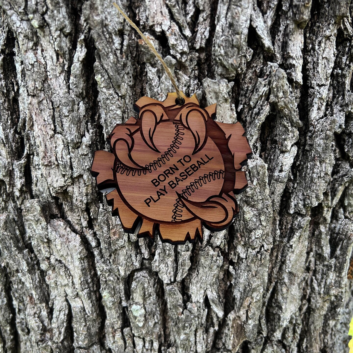 Born to Play Baseball - Cedar Ornament Born to Play Baseball - Cedar Ornament