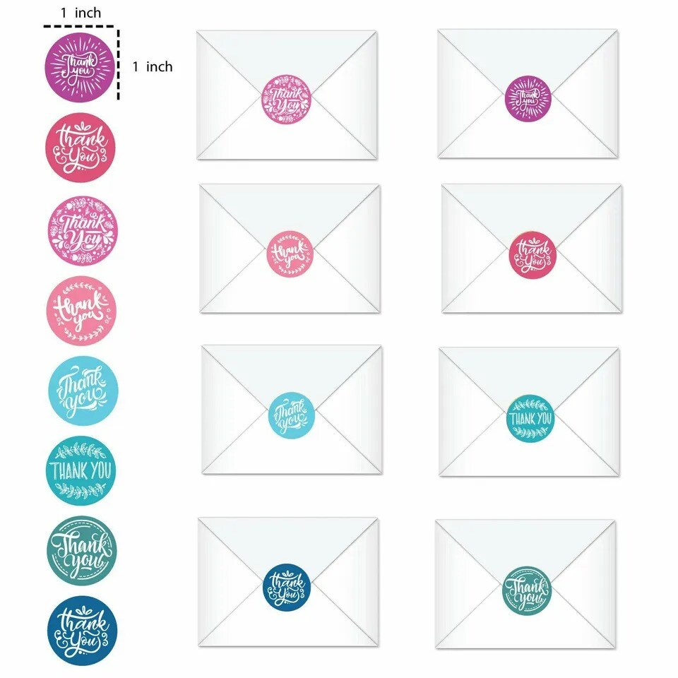 2 Roll of 1000 pcs 1&#x22; Assorted Floral Thank You Stickers Round Sealing Labels