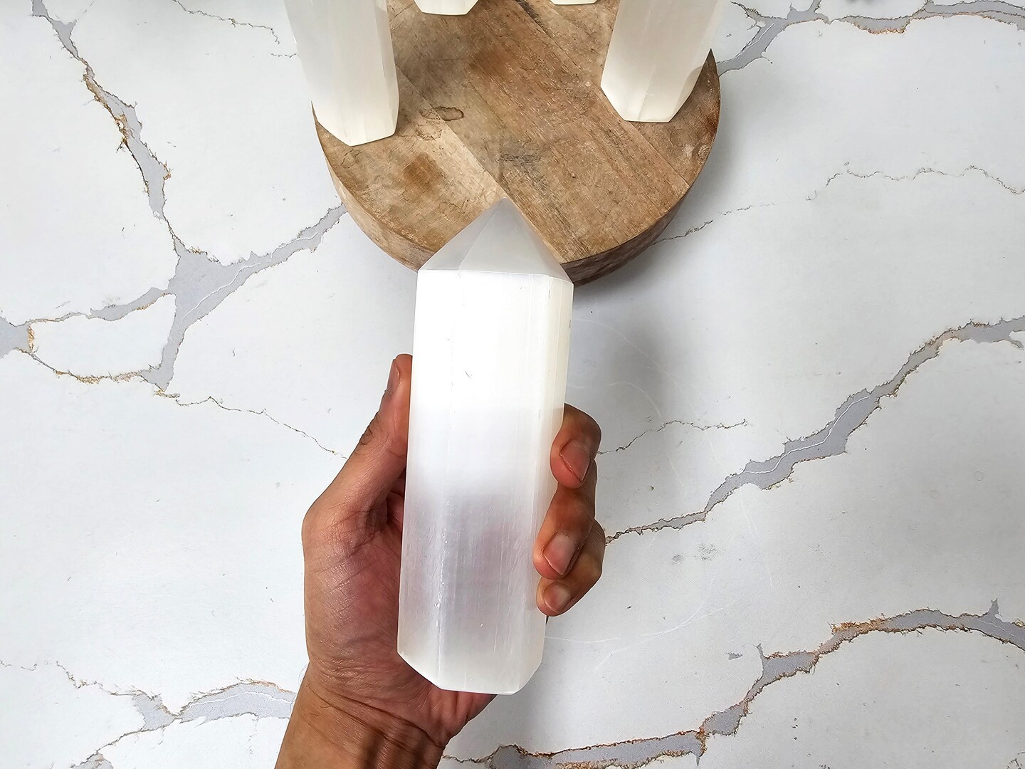 6 Inch Selenite Crystal Tower Point Generator Obelisk