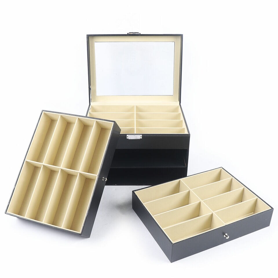 Sunglasses Organizer Box, 24 Slot Eyeglasses Display Case Storage