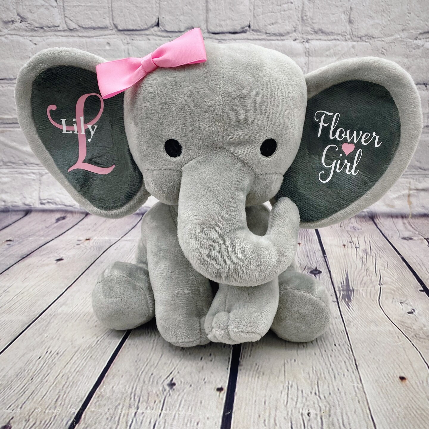 Flower Girl plush stuffed animal personalized elephant wedding gift for ...