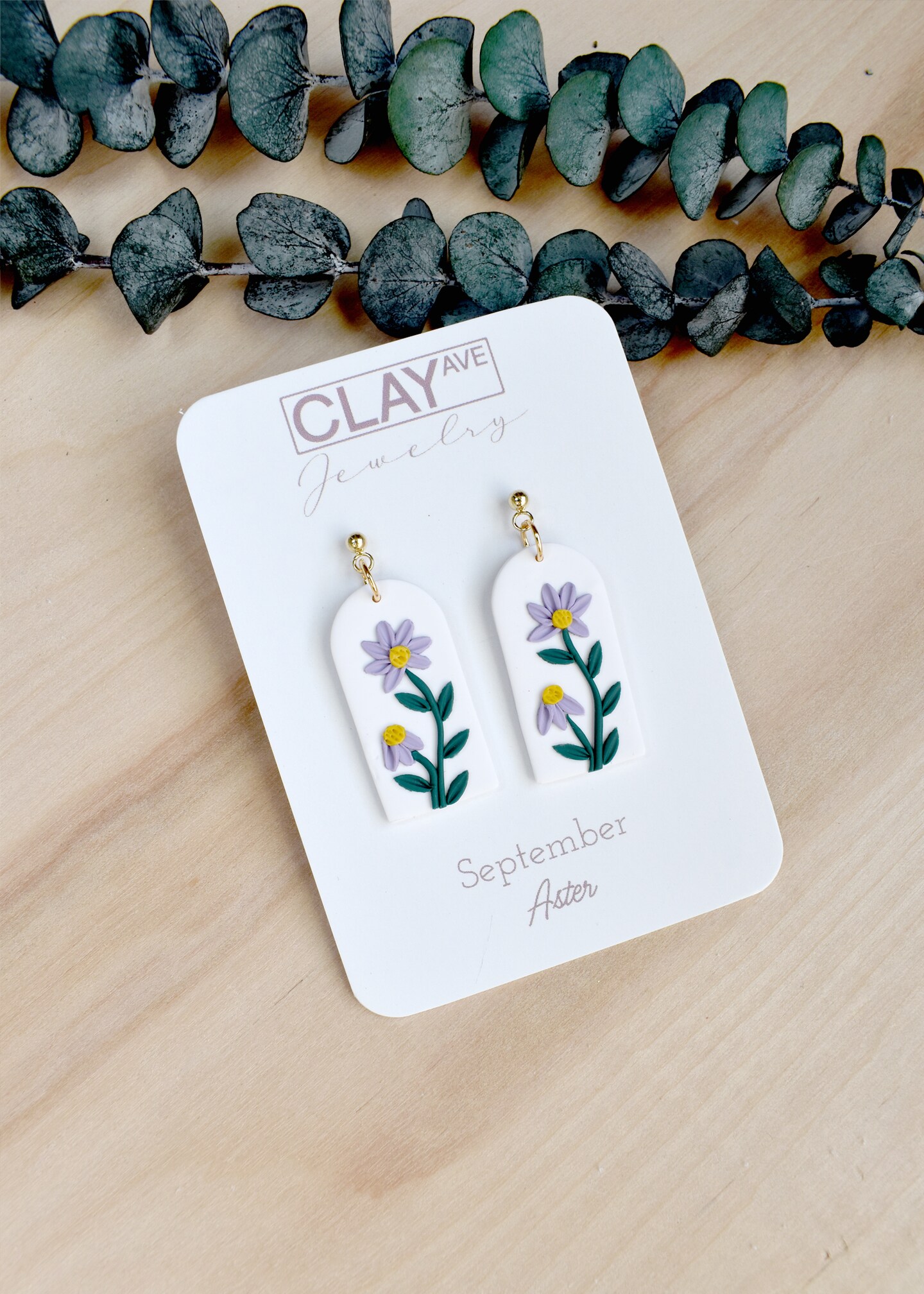 Birth Month Flower Earrings| September Aster Hypoallergenic Handmade  Earrings Dangle Earrings Clip-ons Available MakerPlace by Michaels