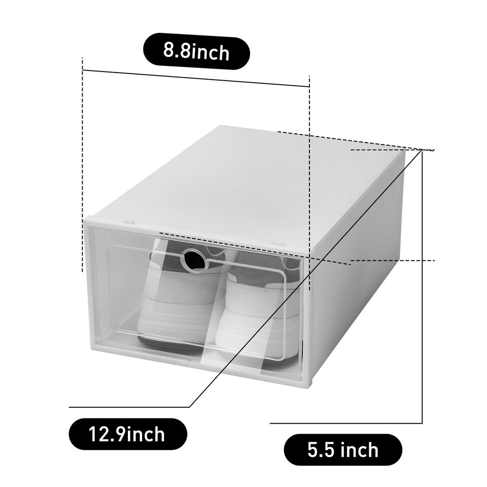 20PCS Foldable Drop Front Shoe Box Transparent Stackable Organizer Storage