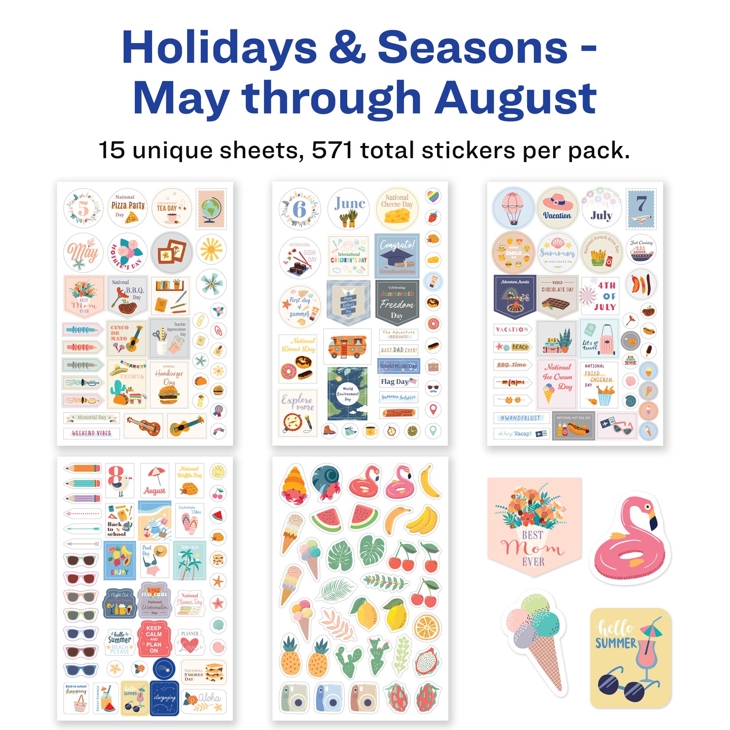 Avery Holidays and Seasons Planner Sticker Pack with Christmas Stickers, Thanksgiving Stickers, and Other Holiday Stickers, 15 Sticker Sheets, 571 Planner Stickers (6776)