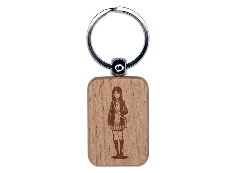 Anime School Girl Student Engraved Wood Rectangle Keychain Tag Charm |  Michaels