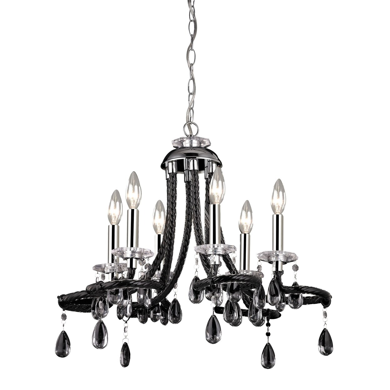 6-Light Mini Chandelier In Black Acrylic