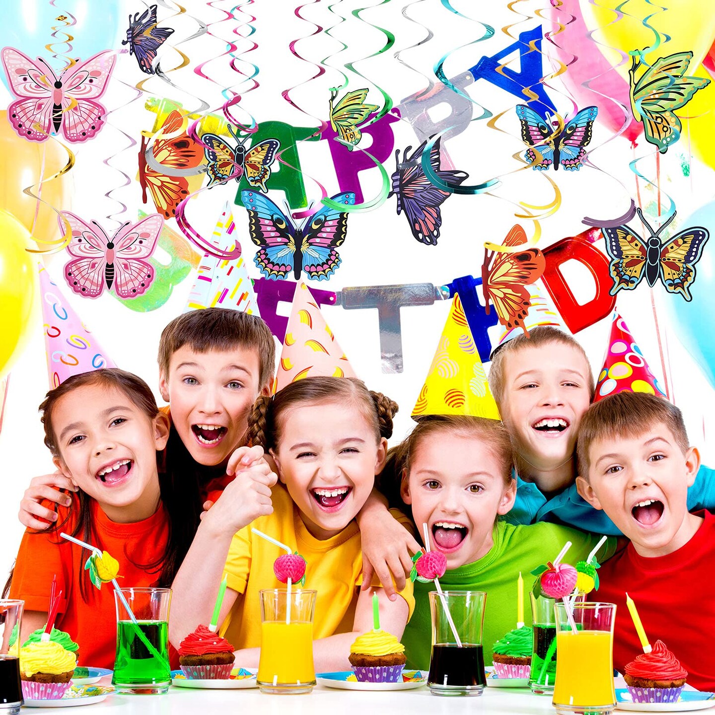 36 PCS Butterfly Hanging Swirl Decoration Summer Spring Party Streamer Butterfly Ceiling Swirl for Home Baby Shower Birthday Wedding Garden Tea Party