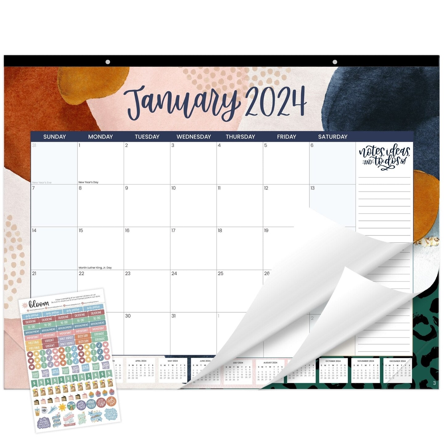 bloom daily planners 2024 Desk & Wall Calendar, 16" x 21", Seasonal