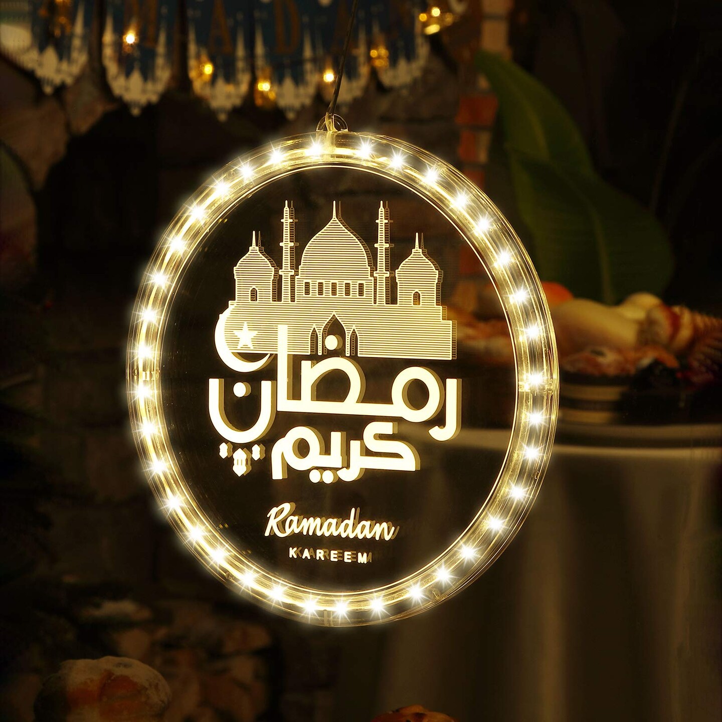 3D Eid Ramadan Lights, Moon and Star Castle Islam Eid Mubarak Decorations, Ramadan Decorations for Home Indoor, Islam Fairy Window Lights Wall Bedroom Party Decor(Castle Style)
