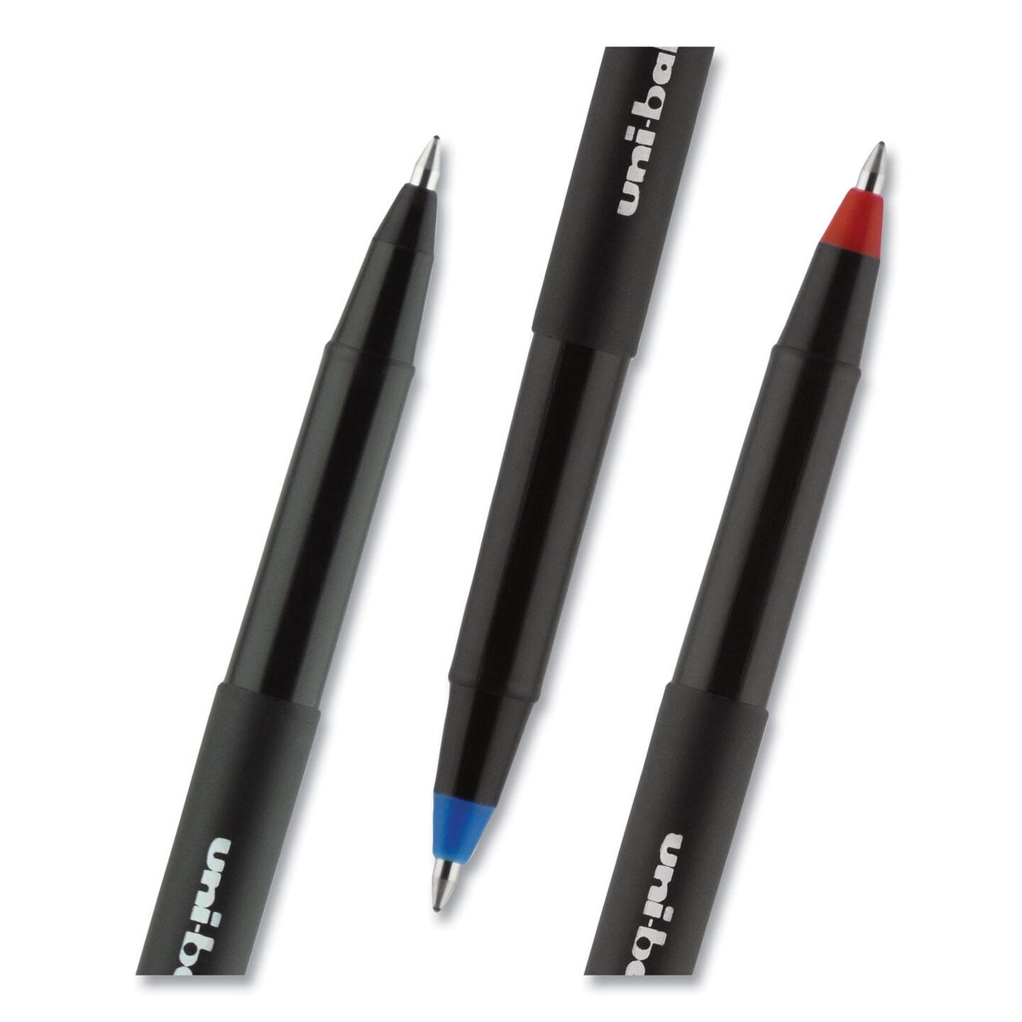 Uni-Ball ONYX Stick Roller Ball Pen, Fine 0.7 mm, Black Ink, Black Matte Barrel, 72/Pack