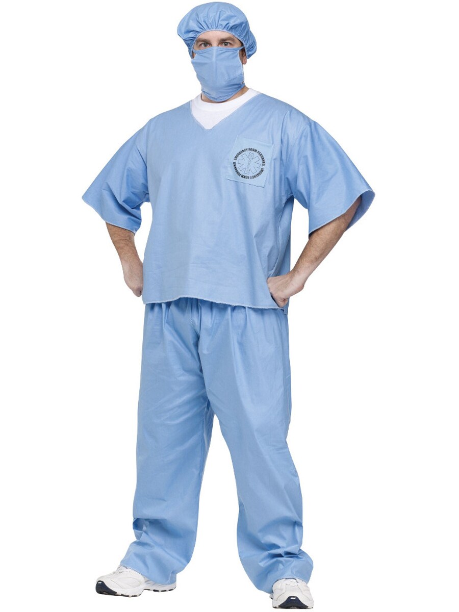 Adult&#x27;s Mens Surgeon Doctor Scrubs With Mask Costume