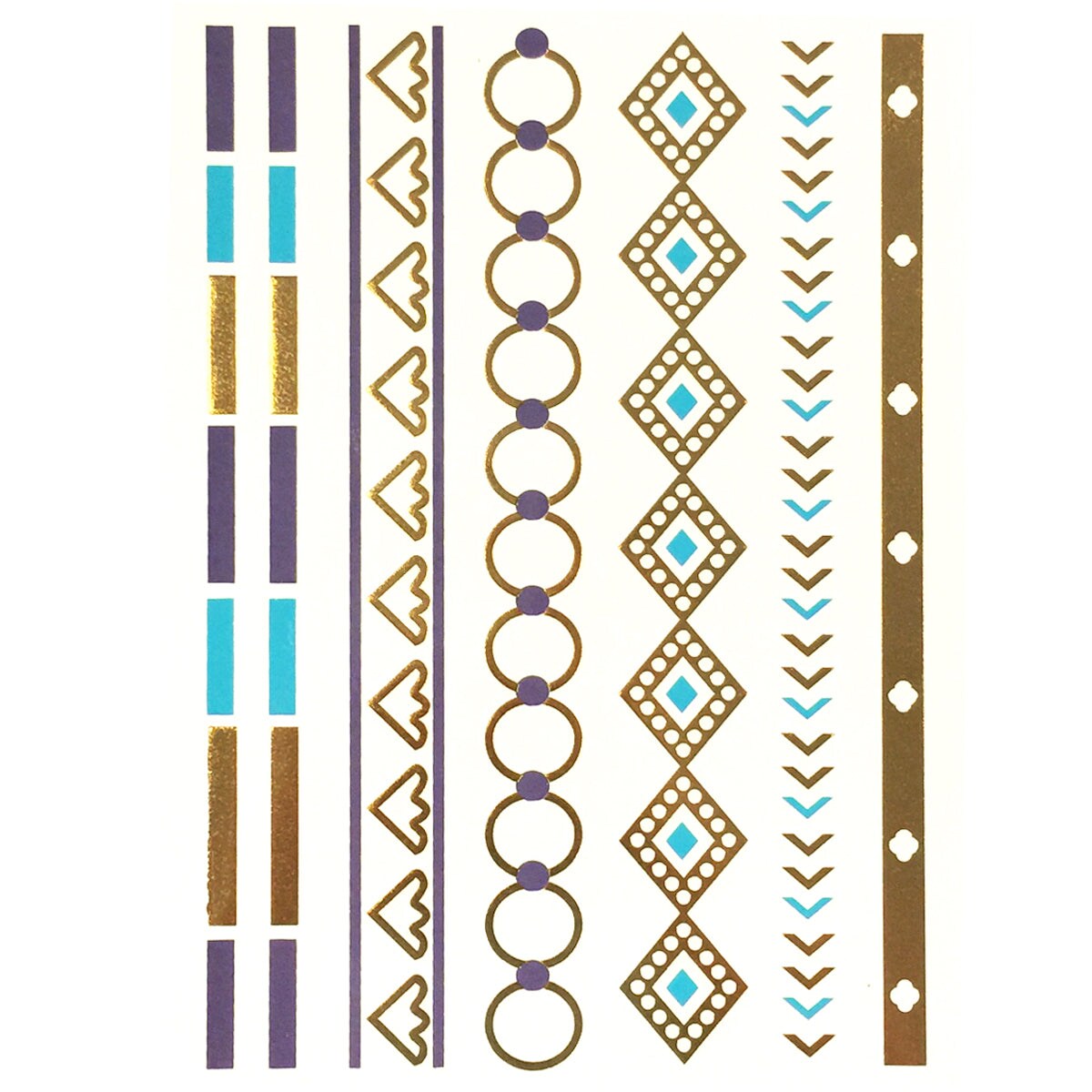 Wrapables Celebrity Inspired Temporary Tattoos in Metallic Gold Silver and Black, In My Heart Bracelets, Large