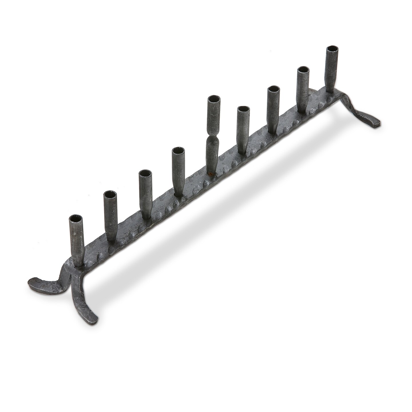 Black Hand Forged Iron Artisan Menorah 17.0L x 3.0W x 5.0H inches