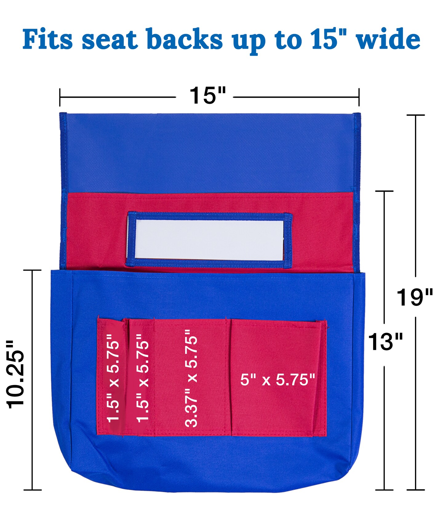Carson Dellosa 12-Piece Chairback Buddy Pocket Chart Chair Set, 15&#x22; W x 19&#x22; H Desk Buddy Pocket Organizer With Name Tag, Back of Chair Organizer for Classroom Supplies, Chair Pockets for Classroom