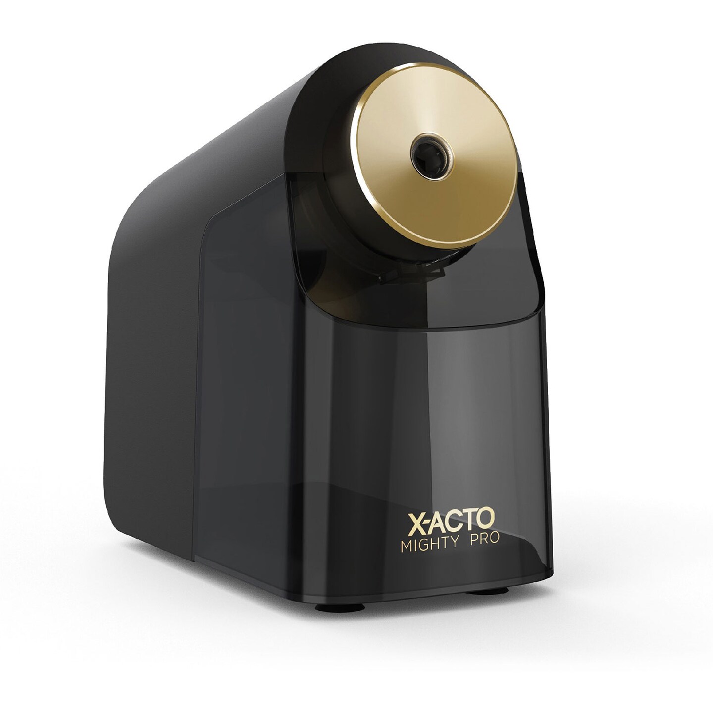 XActo Model 1606 Mighty Pro Electric Pencil Sharpener, ACPowered, 4" x 8" x 7.5", Black/Gold