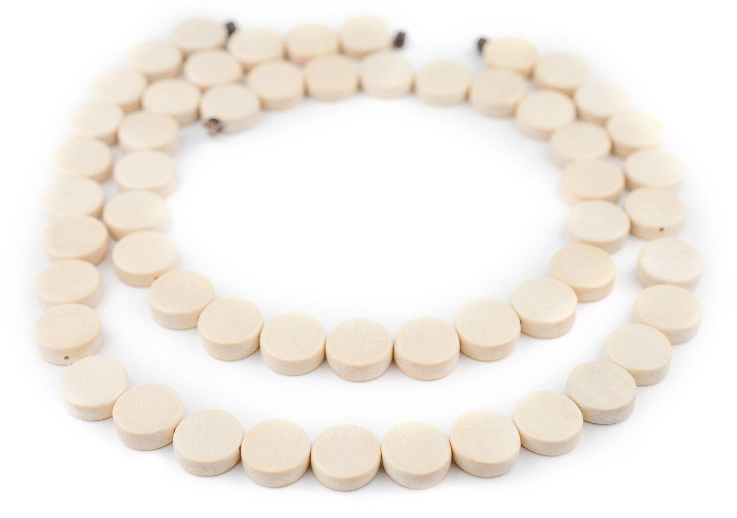 The Bead Chest Cream Circular Natural Wood Beads (15x15mm): Organic Eco-Friendly Wooden Bead Strand for DIY Jewelry, Crafts, Necklace and Bracelet Making