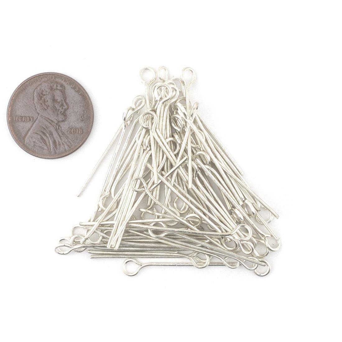 TheBeadChest Silver 21 Gauge 1 Inch Eye Pins (Approx 100 pieces)