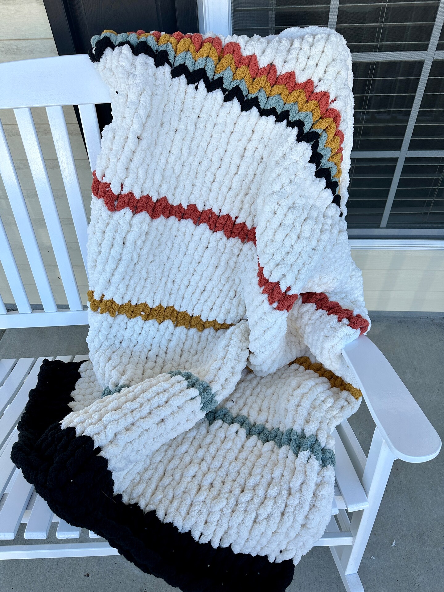 Striped chunky store knit blanket