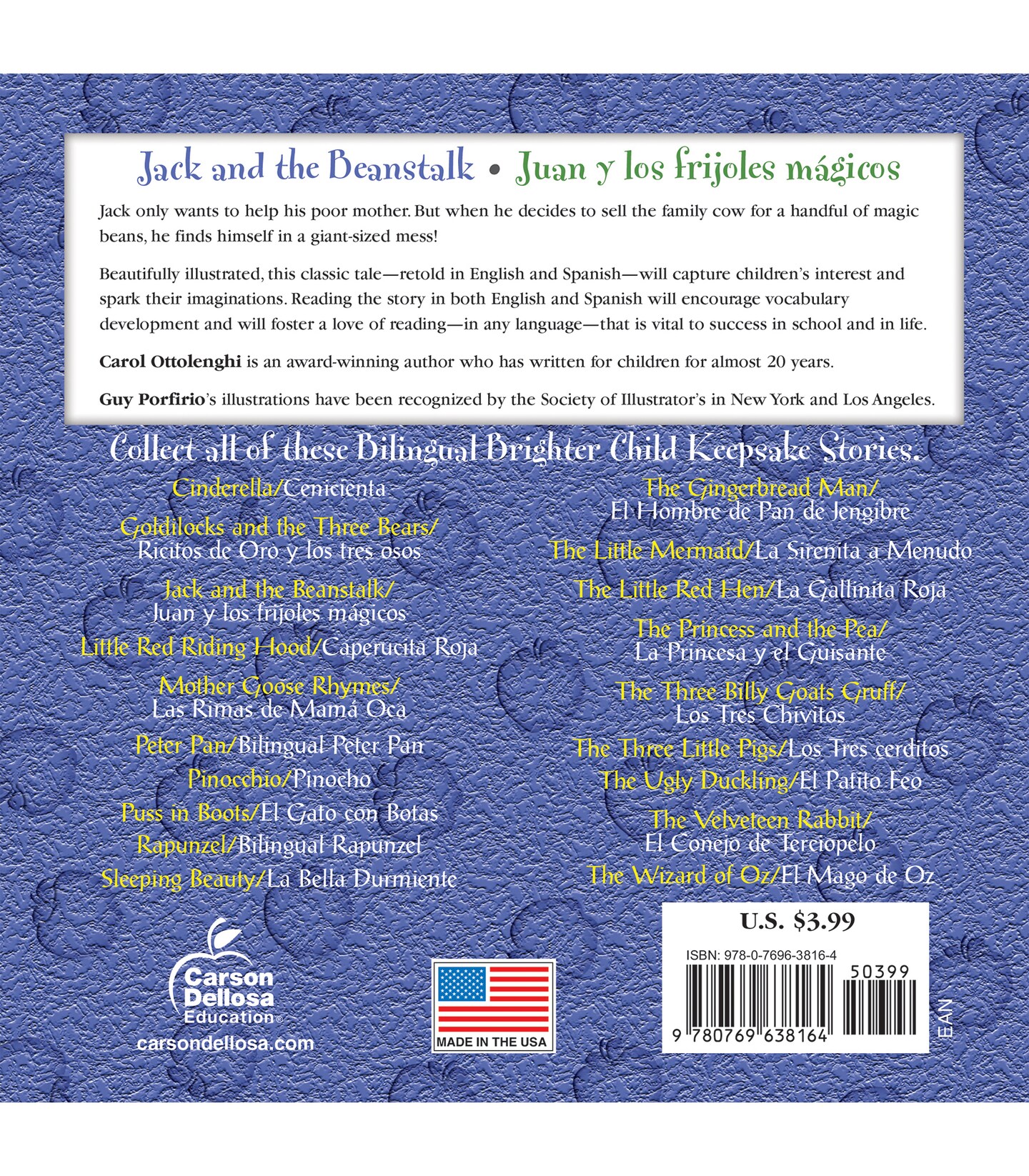 Carson Dellosa Juan y los frijoles m&#xE1;gicos (Jack And The Beanstalk), Bilingual Children&#x2019;s Book Spanish/English, Guided Reading Level J