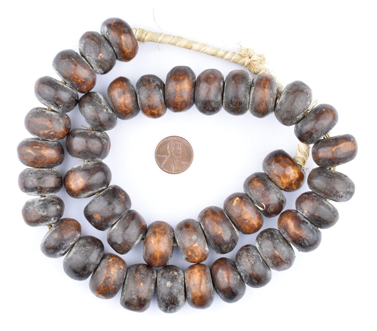 TheBeadChest Matte Kenya Brown Bone Beads Large 23mm African Round Large Hole 27 Inch Strand Handmade