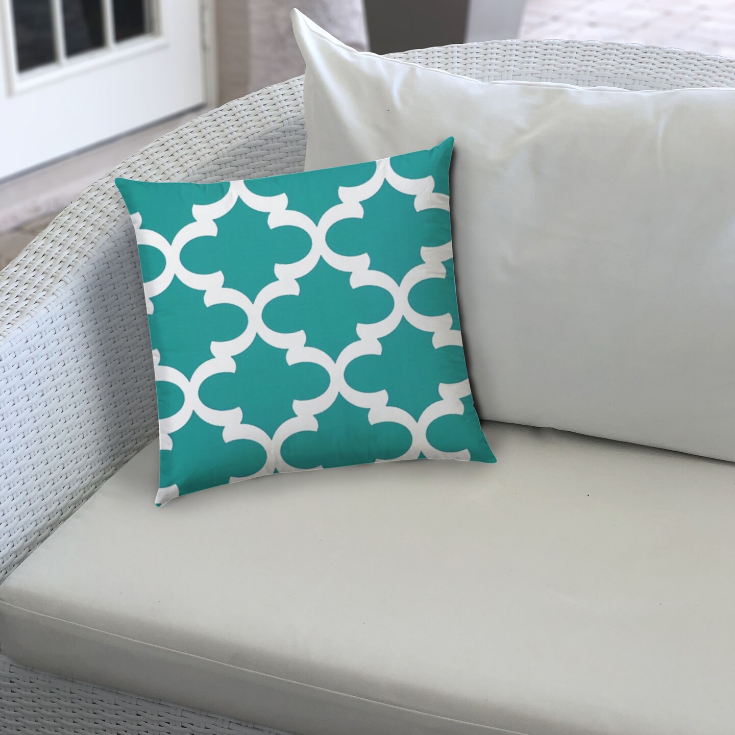 FLANNIGAN Turquoise Indoor-Outdoor Pillow - Sewn Closure