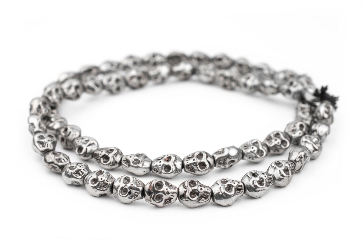 The Bead Chest Silver Skull Beads, Solid Plated-Brass Metal Halloween - Great DIY Accessories for Necklace, Bracelets and Earrings Making