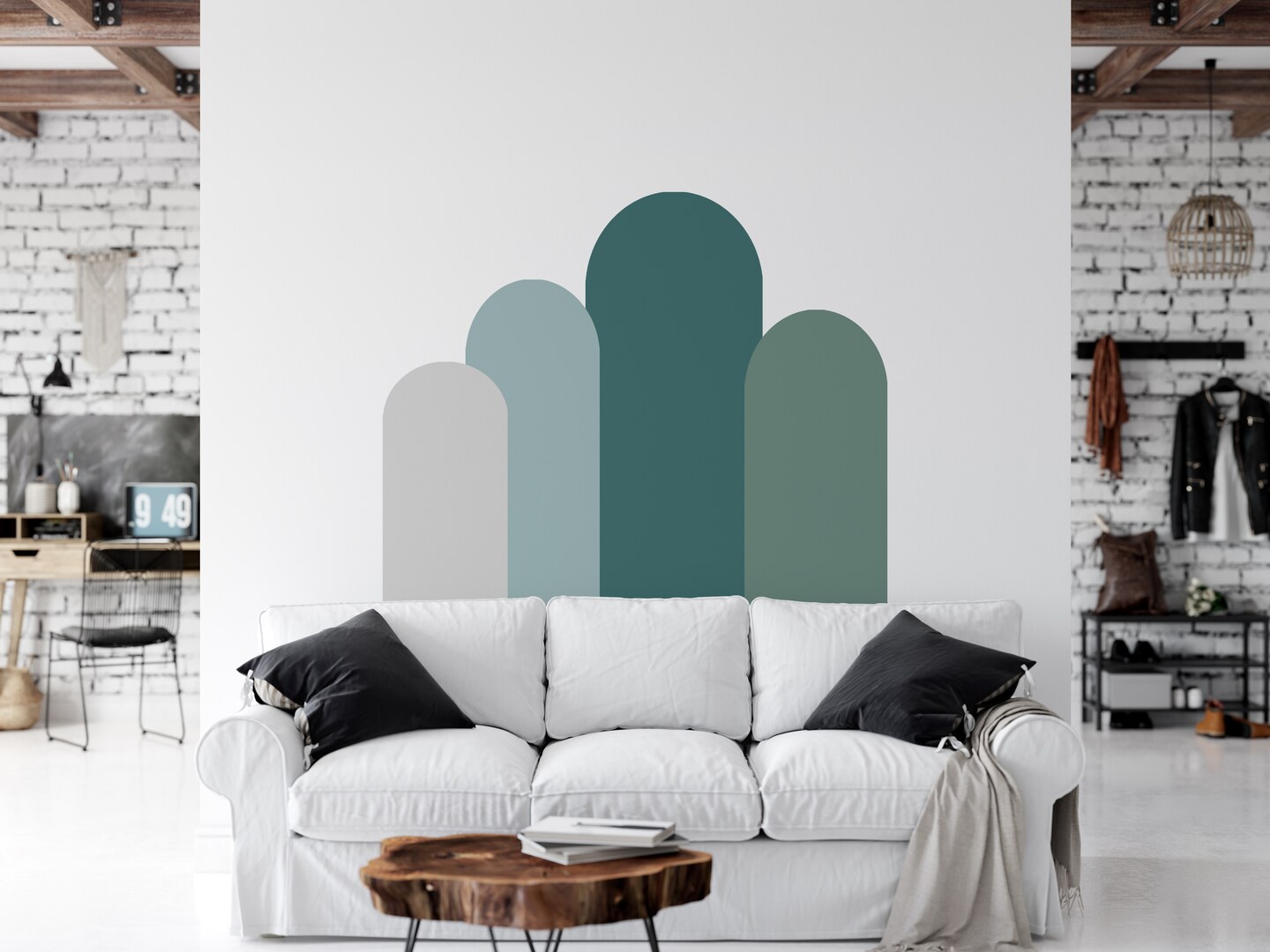 Arch set wall decal, arches wall sticker, boho style wall decal, vinyl wall decal, waterproof wall decal, green wall arch decal, home decor product 5