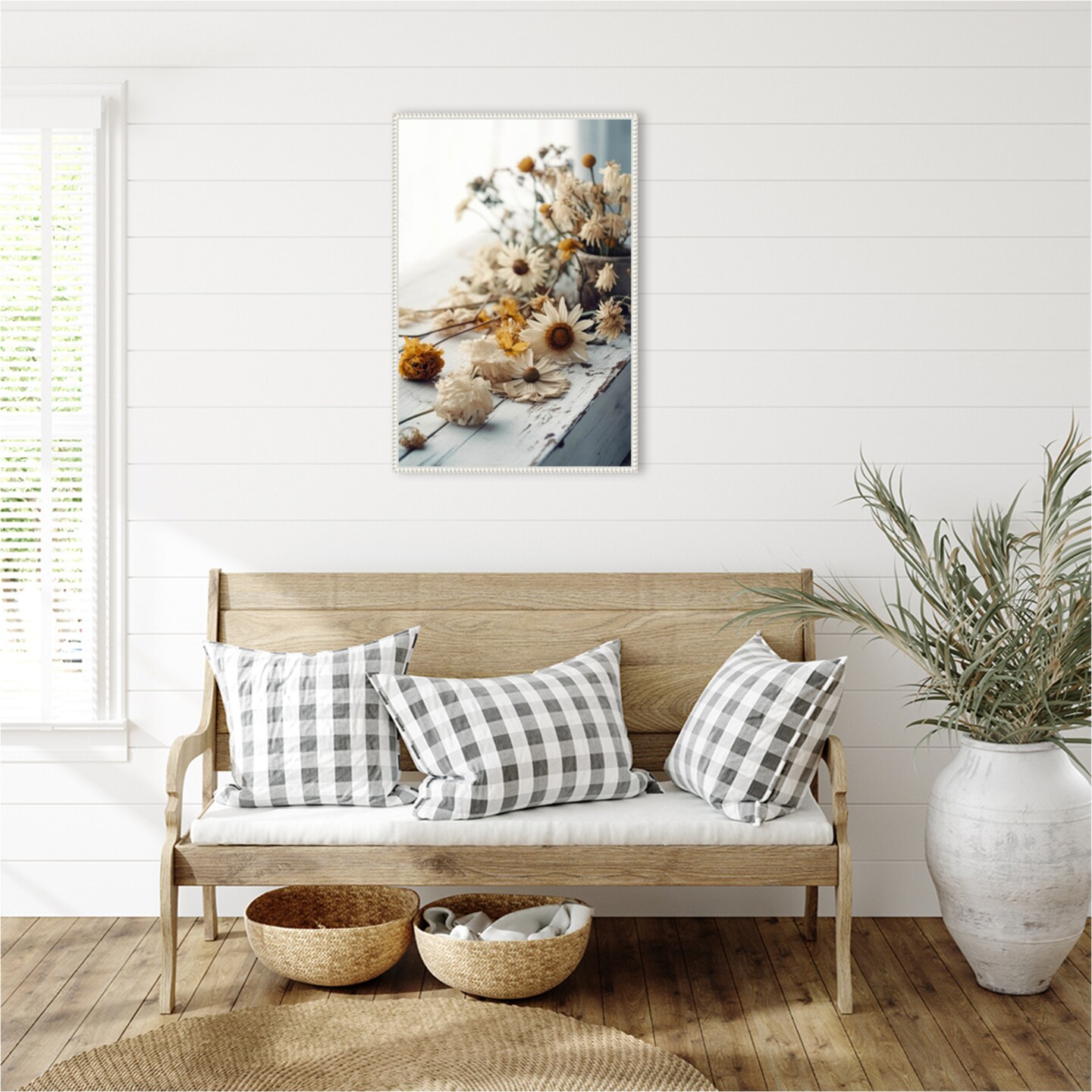 Dry Flowers Arrangement by Treechild  Framed Canvas Wall Art
