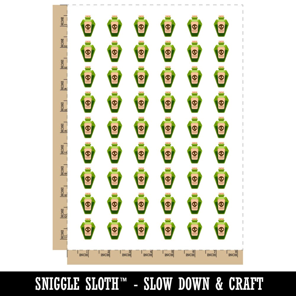 Skull Potion Poison Bottle Temporary Tattoo Water Resistant Fake Body Art Set Collection (1 Sheet)