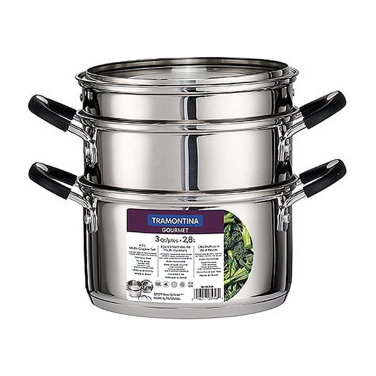 Tramontina Stainless Steel 3 Quart Steamer &#x26; Double-Boiler, 4 Piece