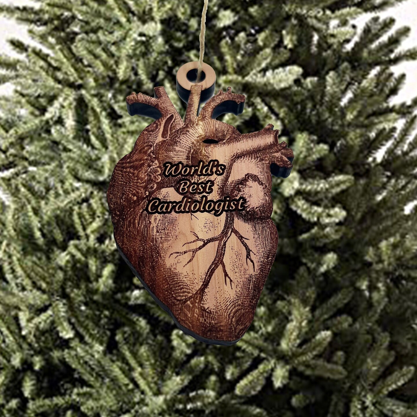 Worlds Best Cardiologist HEART - Cedar Ornament Worlds Best Cardiologist HEART - Cedar Ornament