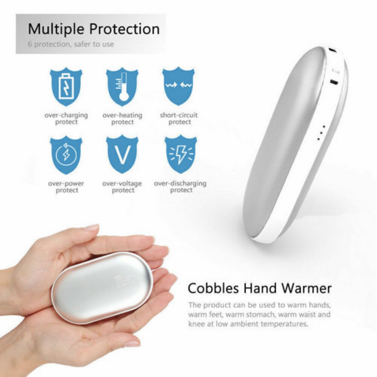 Rechargeable Hand Warmers Hot Hands 5200mAh Heated Electric Heater Power Bank