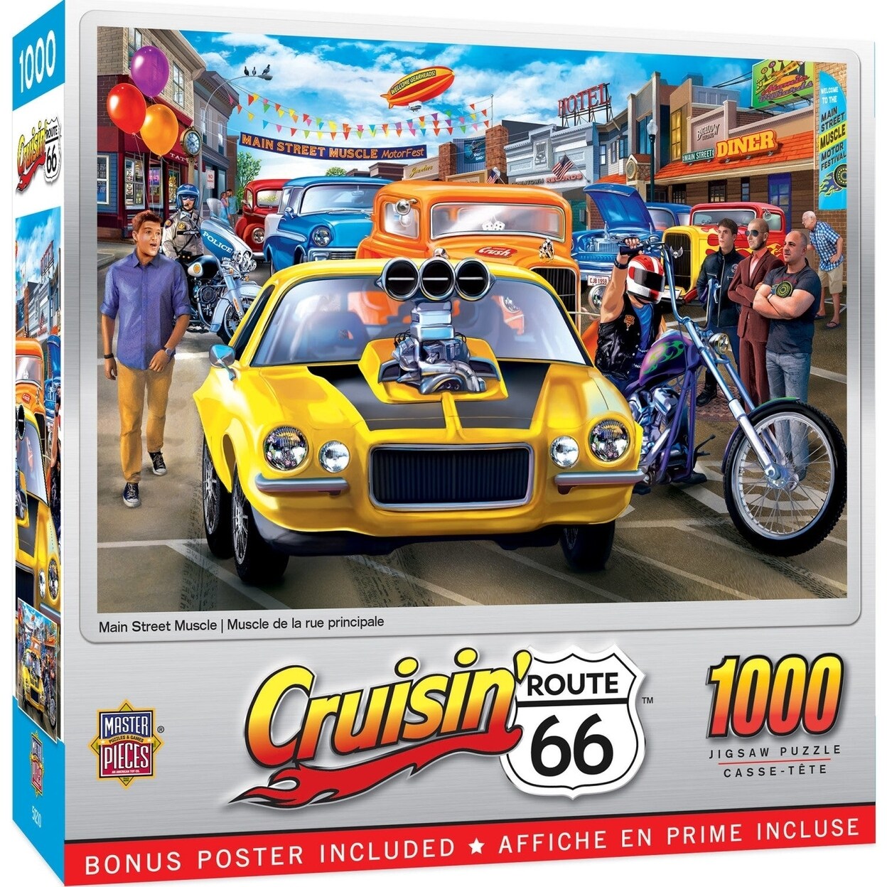 MasterPieces Cruisin Route 66 - Main Street Muscle 1000 Piece Jigsaw ...