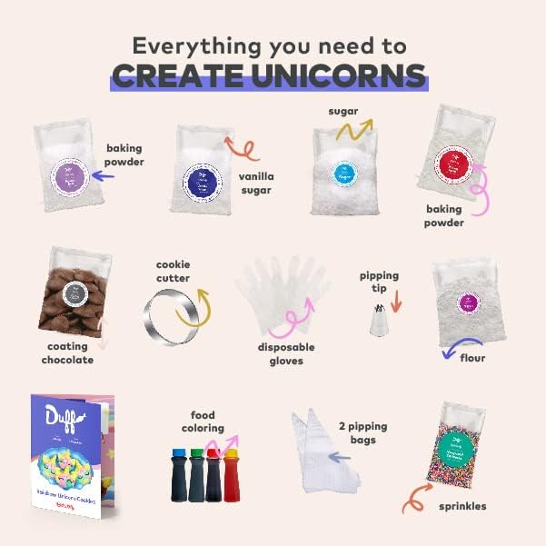 Duff Goldman DIY Kids Baking Kit by Baketivity - Bake Unicorn Rainbow Cookies with Premeasured Ingredients | Best Family Fun Activity Cookie Making Kit, Baking Gift Set for Girls, Boys, Teens, Adults